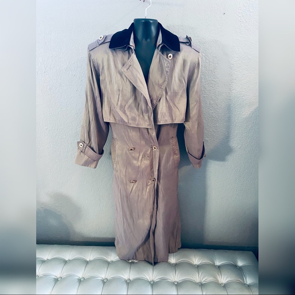Misty Harbor Slick Material Trench Coat - Size 8